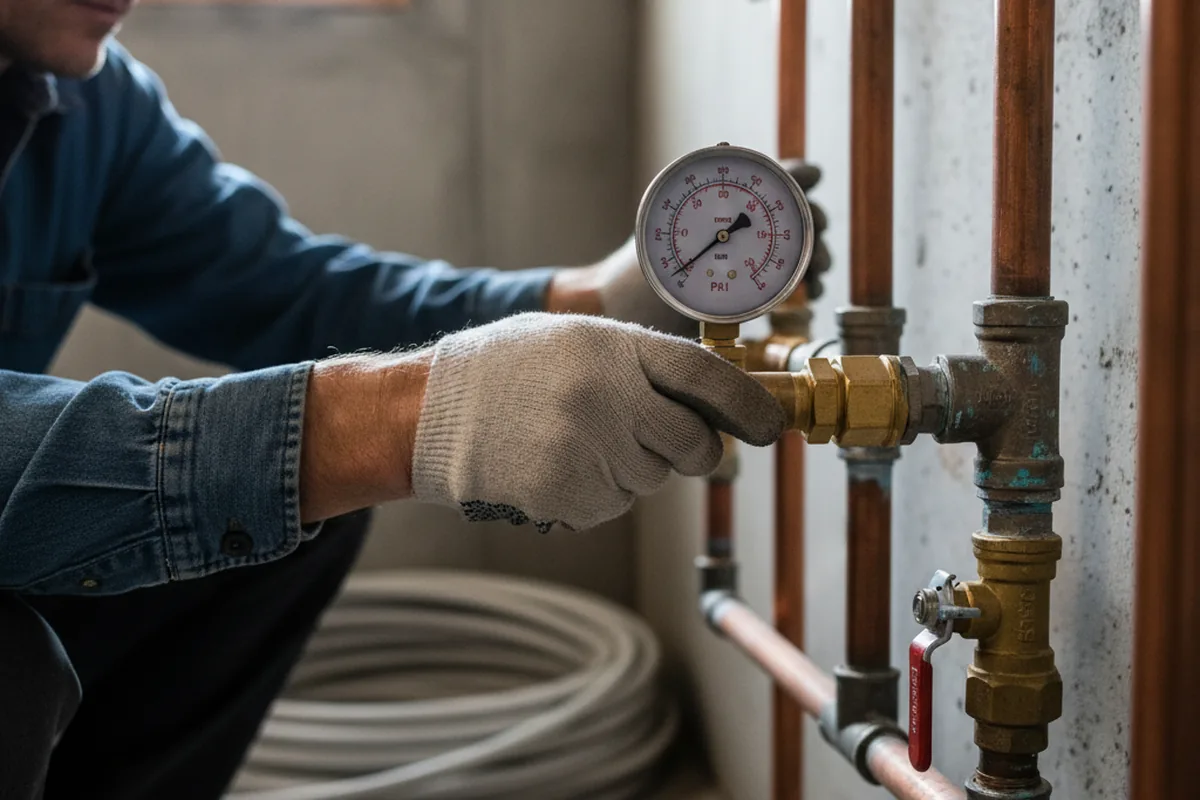 Pressure testing a repaired line during Water Line Repair in Angelica
