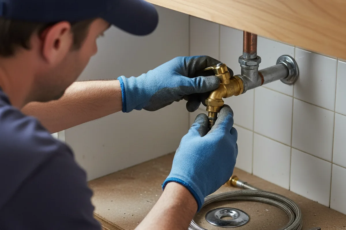 Shutoff valve and fitting work during Burst Pipe Repair in Angelica